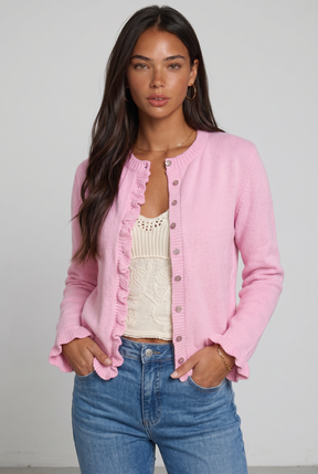 Pink Scallop Cardigan