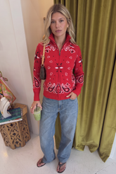 Capri Cardigan Mockneck - Red