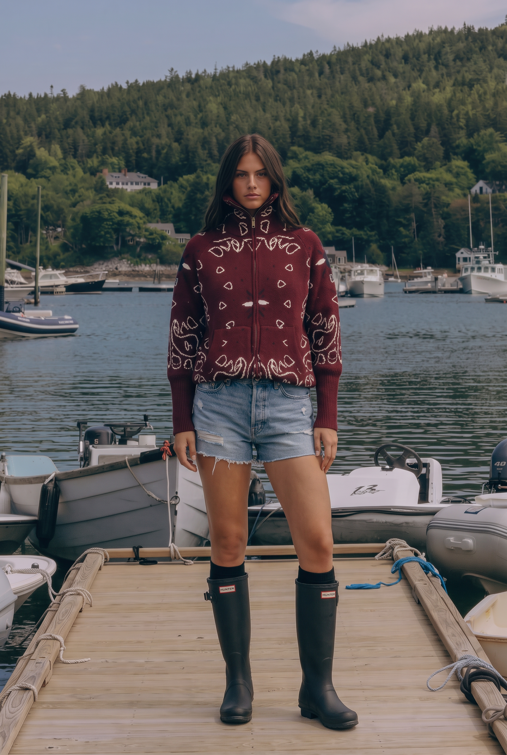 Capri Cardigan Mockneck - Red