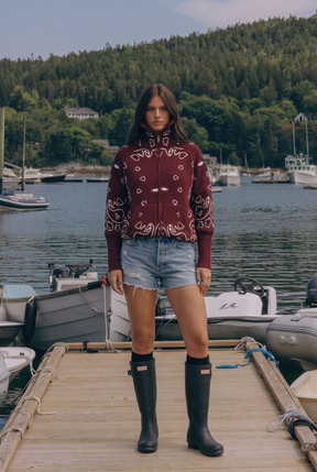 Capri Cardigan Mockneck - Red