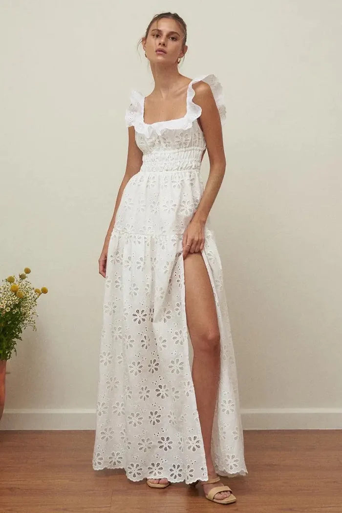 Sun-Drenched Eyelet Maxi Dress