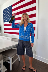 Capri Cardigan Mockneck - Blue