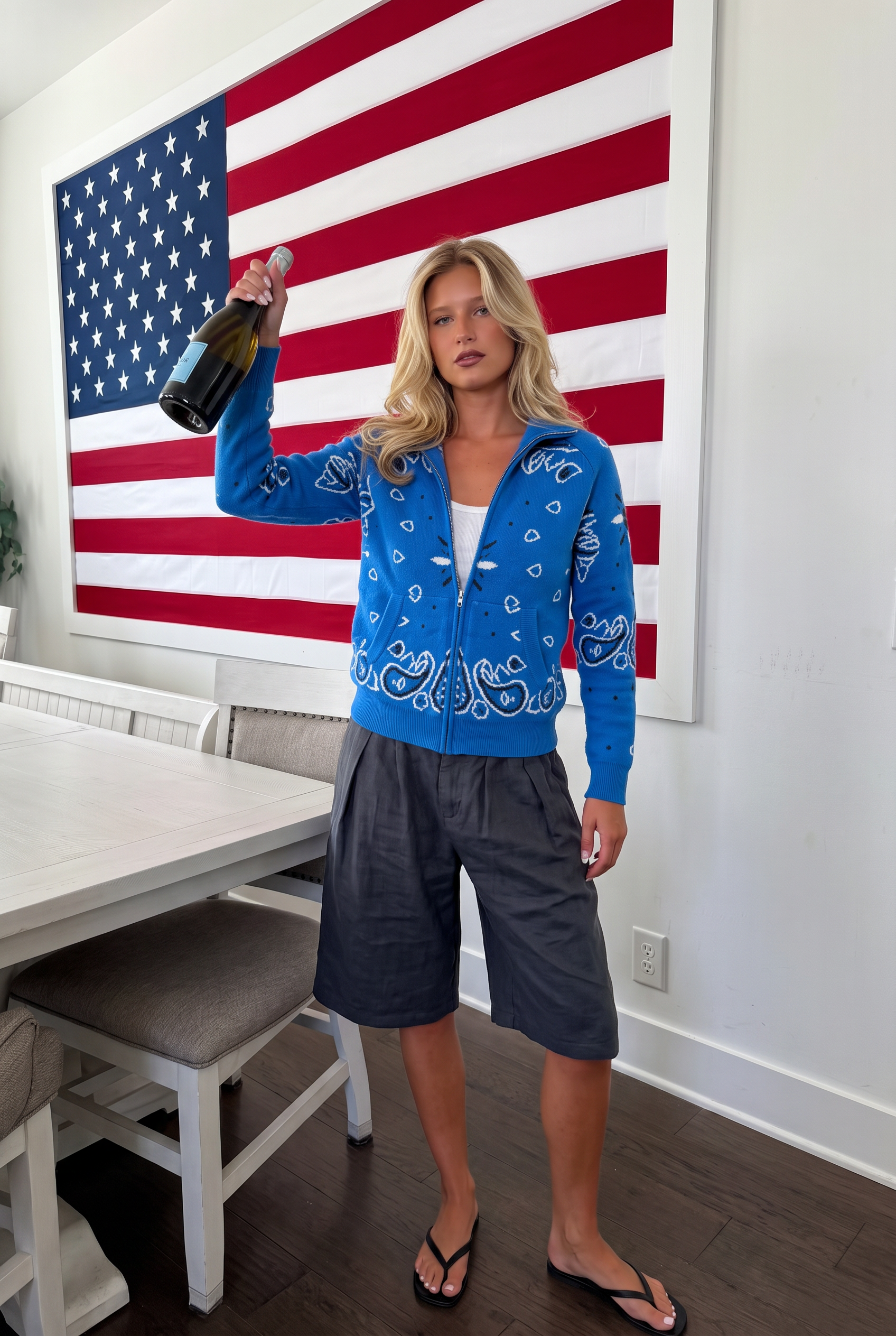 Capri Cardigan Mockneck - Blue