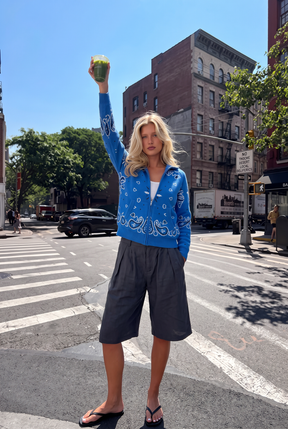 Capri Cardigan Mockneck - Blue
