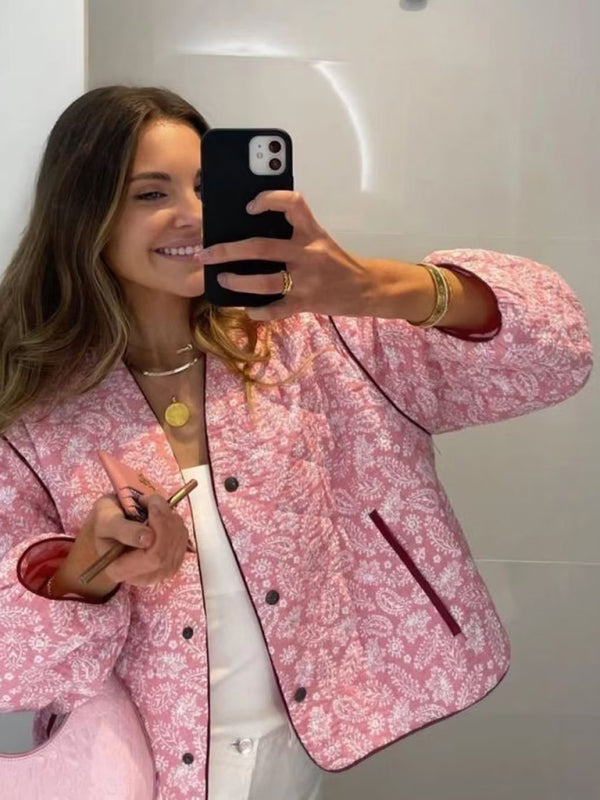 Pink Paisley Quilted Jacket